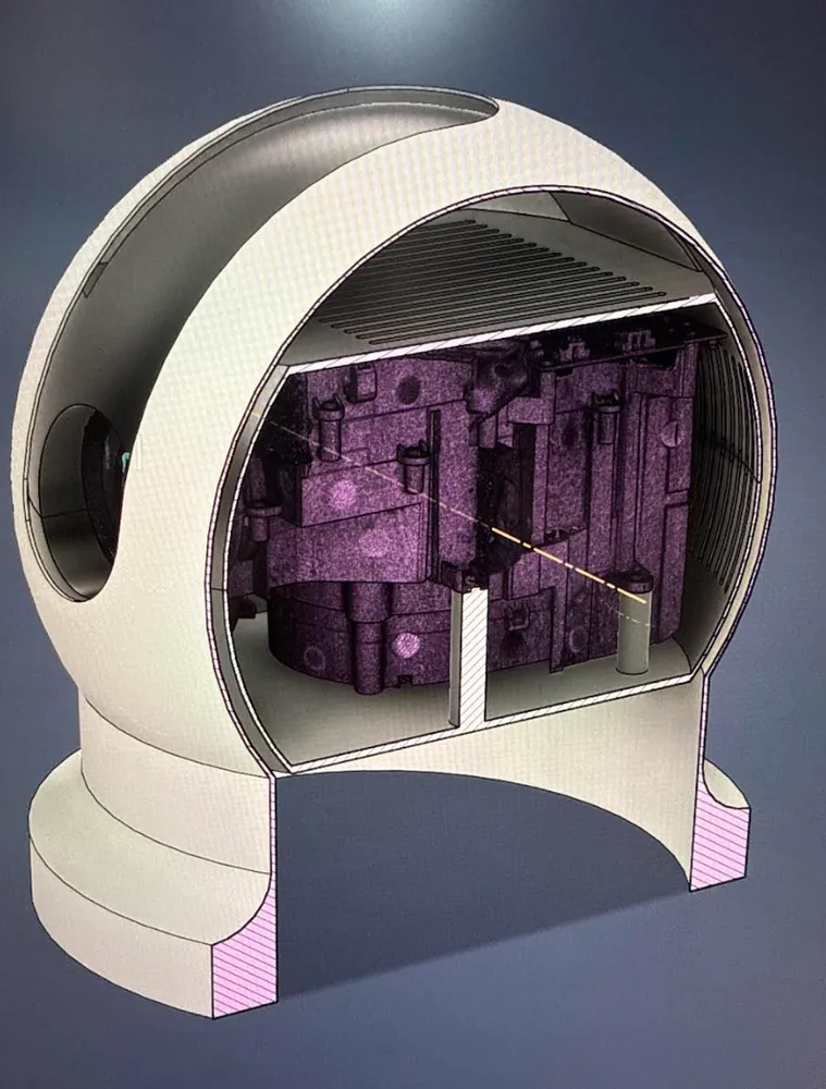Cutaway sphere diorama with intricate internal machinery detail